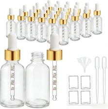 24 Pack 1 oz Clear Glass Dropper Bottles, 30ml Tincture Bottles Leakproof eye