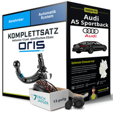 Für AUDI A5 Sportback Typ 8TA Anhängerkupplung abnehmbar +eSatz 13pol 07- kpl.