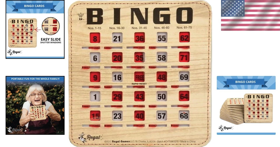 Woodgrain Bingo Cards - Sliding Windows, 50 Pack - Image 2 of 4