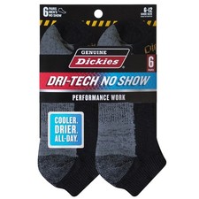 Dickies Solid Print No-Show Breathable Socks Men's 6 Pack