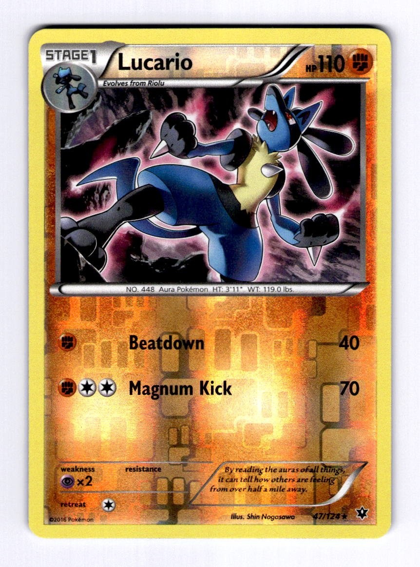 Lucario (47) XY - Fates Collide #47 (2016) Rare Reverse Holo HP Pokemon