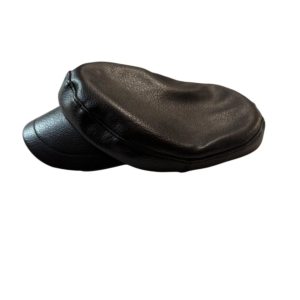 黑色人造皮革报童帽带黄铜孔眼口音成人男女通用 — 第 2/4 张图片