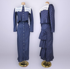 VINTAGE 70s RARE Gunne Sax Bustle Skirt  Peplum Blouse Set Jessica McClintock