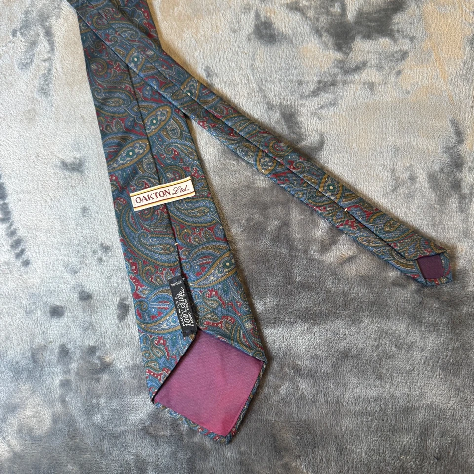 Corbata Oakton Ltd. 100 % seda para hombre clásica patrón cachemir - multicolor vintage Foto 3 de 4