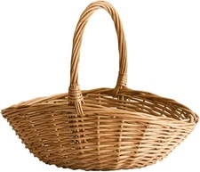 Handwoven Wicker Picnic Basket 15.7x13x15in Natural Storage Harvest Basket