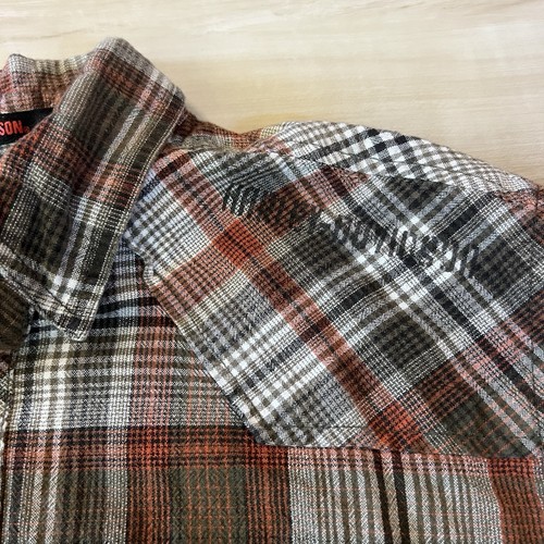 HARLEY DAVIDSON Shirt Men's Large Long Sleeve Button Down Brown Orange Plaid - Picture 3 of 12
