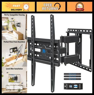 Full Motion TV Wall Mount for 32-65'' TVs, Swivel & Tilt, Dual Arm Bracket, VESA