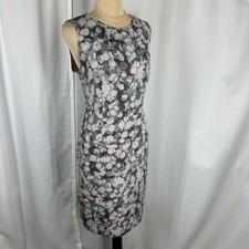 Ann Taylor LOFT Floral Sheath Dress Size 10 Pastel Career Cocktail Midi