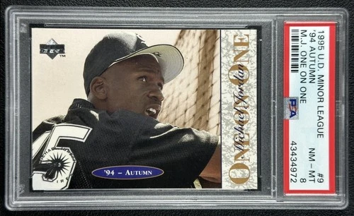 MICHAEL JORDAN PSA 8 1995 UPPER DECK MINOR LEAGUE #9 '94 AUTUMN ONE ON ONE 972