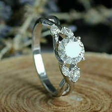 2.00Ct Round Cut Shining Moissanite Engagement Ring 14K White Gold Finish