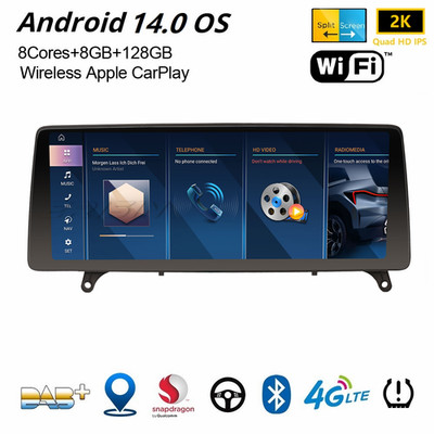 12,3'' IPS Snapdragon Android 14 DAB+ Autoradio GPS CarPlay BMW X5 E70 X6 E71 CCC