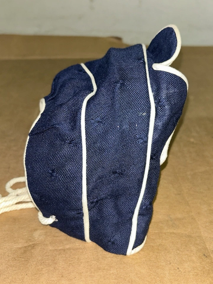 Gorro azul estilo niño vintage con respaldo de cuerda ajustable Foto 3 de 4