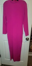 FASHION NOVA HOT PINK LONG SLEEVE LONG DRESS SIZE XL STRETCH BODYCON