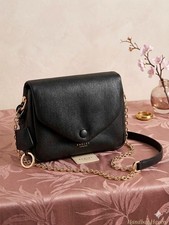 Image of Radley London 🐕 Mallow Street Small Flap Over Crossbody Bag Black Leather vgc