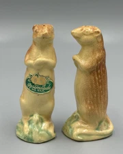 Vintage ROSEMEADE POTTERY North Dakota PRAIRIE DOGS Salt & Pepper SHAKERS Set