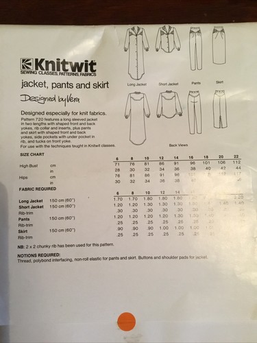 New Vintage 1987 KNITWIT Misses Jacket, Pants & Skirt Pattern 720 Size 6-22 - Picture 4 of 7
