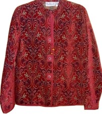 Nwt! Vtg 90s Flashback Womens S Red Tapestry Boho Hippie Button Blazer Jacket