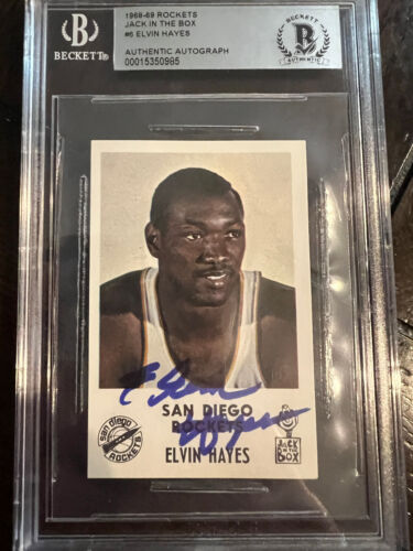 1968 Jack In The Box ELVIN HAYES Signed Rookie Basketball Card BAS Rare Card! - Picture 4 of 4