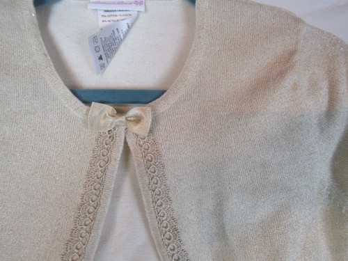 BONNIE JEAN GIRLS GOLD METALLIC BOLERO SWEATER SZ SMALL NWOT DHA174 - Picture 3 of 4