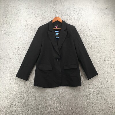 Vince Camuto Blazer Jacket Womens Large Long Sleeve One Button Notched  Black NEW