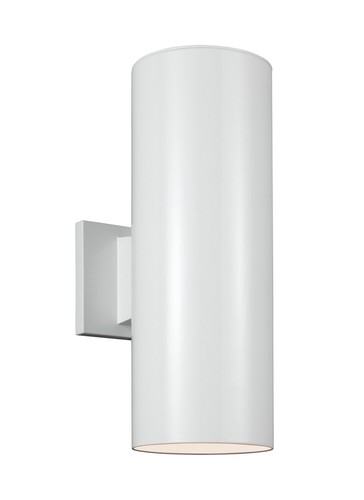 Cylinders 2-Light 14 Outdoor Wall Light in White