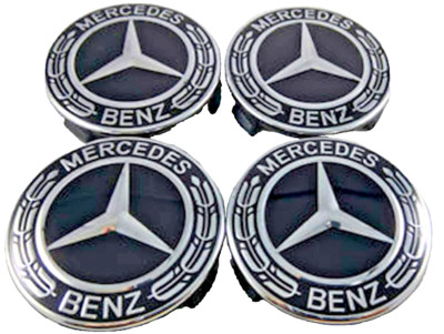 4x Mercedes Black Alloy Wheel Centre Hub Caps 75mm A B C E S M Class ML ...