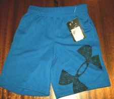 NEW Under Armour 2T elastic waist shorts baby boy blue black logo drawstring