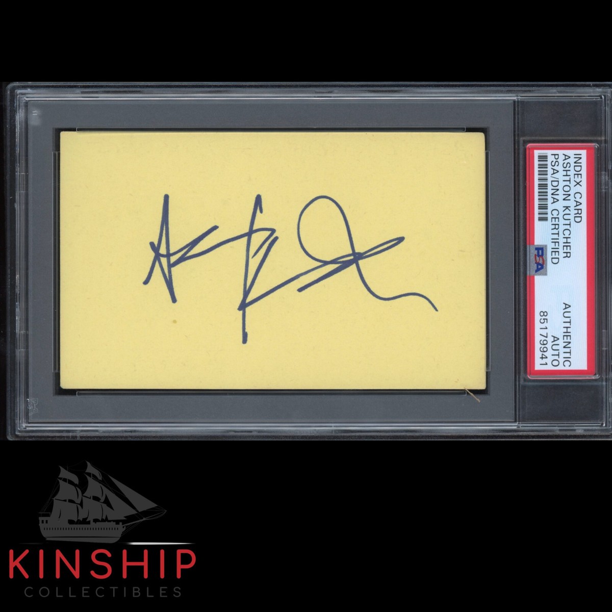Ashton Kutcher signed 3x5 Index Card PSA DNA Slabbed Actor Vintage