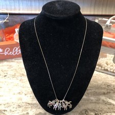 Vtg Birthstone necklace w/5 children Sterling Silver Charms 18 Chain