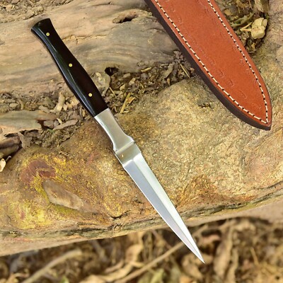 Slim Boot Fixed Knife 4'' Double Edge D2 Steel Dagger Blade bull horn Handle x265