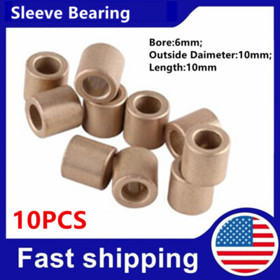 10pcs Sleeve Plain Bearings 6mm Bore 10mm OD 10mm L Wrapped Oilless Bushings