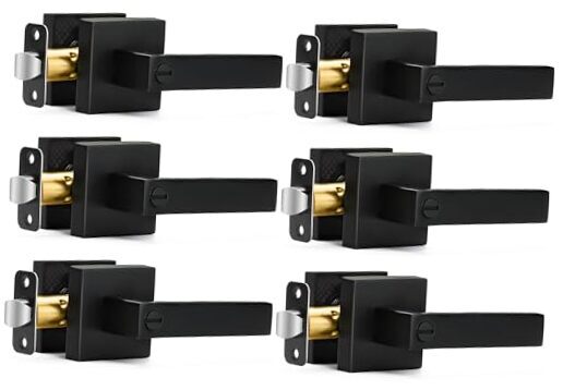 Matte Black Door Handles Privacy Door Levers, Keyless 6 Pack Privacy(With Lock)-image
