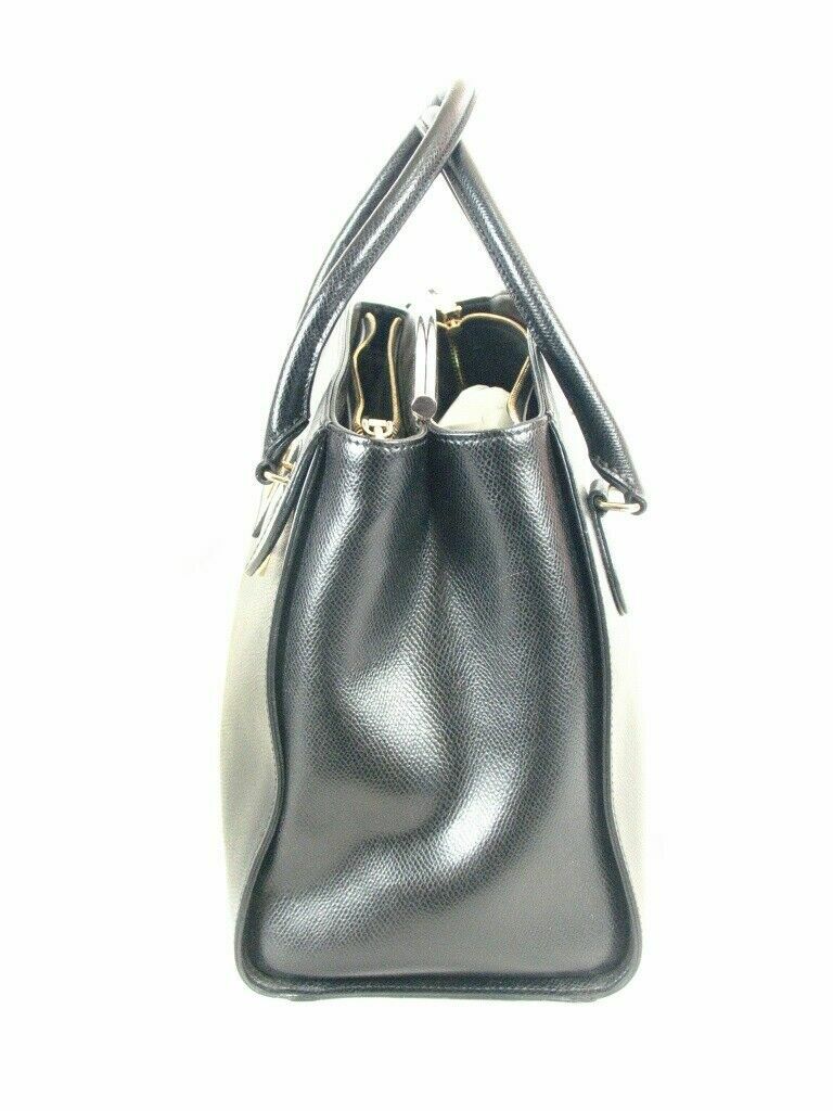 Cromia Raquel Platinum Black Gold Saffiano Leather Satchel Handbag