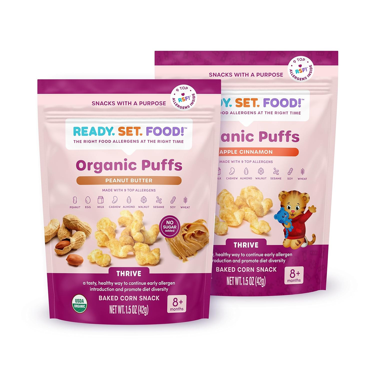 Ready Set Food Organic Puffs – Early Allergen Introduction Snack Puffs w/ 9 Top
