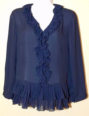navy blue sheer blouse