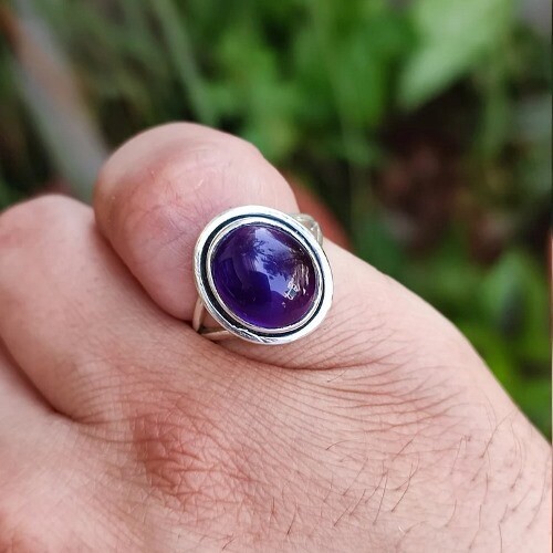 Genuine 925 Sterling Silver Boho Ring For Women - Oval Garnet, Carnelian, Onyx, Or Amethyst Gemstone - View #8