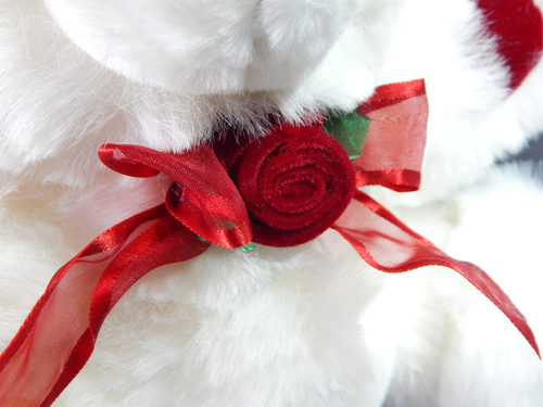 DANDEE COLLECTOR'S CHOICE WHITE TEDDY BEAR W/ROSE RED PAWS PLUSH STUFFED ANIMAL - Picture 8 of 11