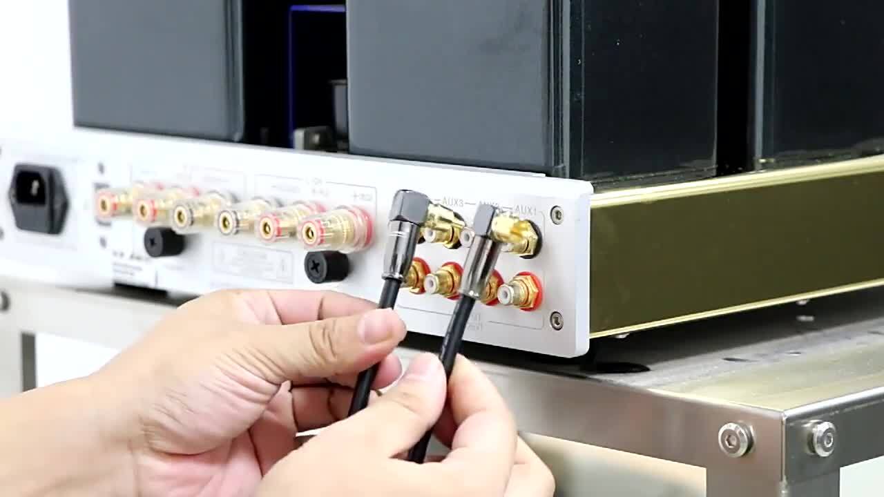 Pair OFC Copper Wire Right Angle Connector HIFI Audio Interconnect RCA Cable