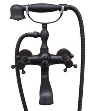 Black Oil Rubbed Bronze Bath Claw foot Tub Faucet Mixer Tap Hand Shower stf706