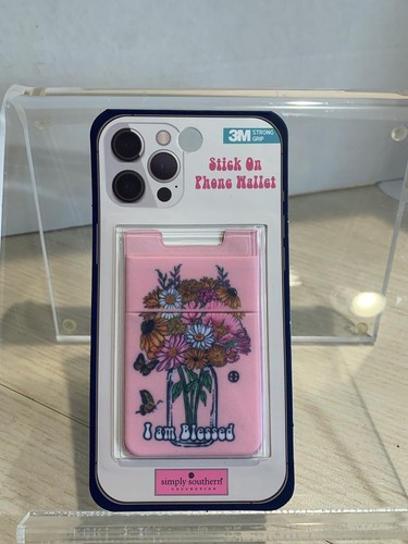 Simply Southern Stick On Phone Wallet I am Blessed Flower Bouquet Pattern NIB - Photo 2 sur 3