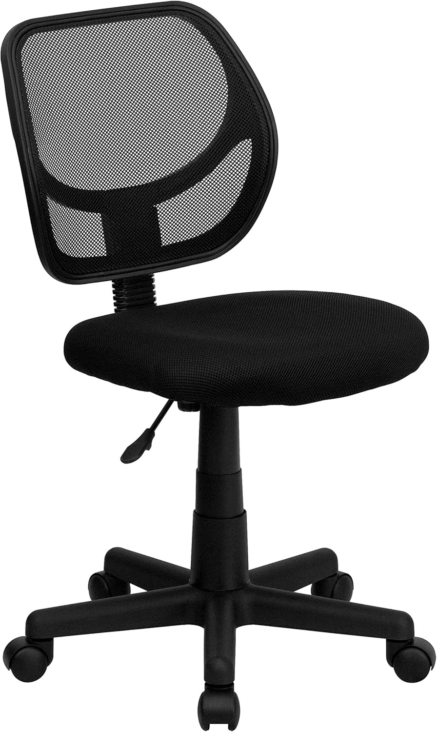 Neri Low Back Black Mesh Swivel Task Office Chair with Curved Square Back