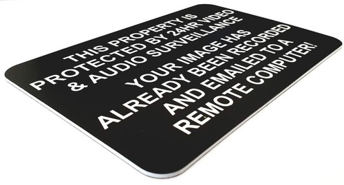 24HR Video Audio Surveillance Sign Plaque 15cm x 10cm CCTV Remote Email Security - Picture 60 of 94