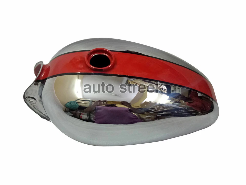 Compatible Para Real Enfield Interceptor Rojo & Cromo Gasolina Combustible Gas - Imagen 1 de 4