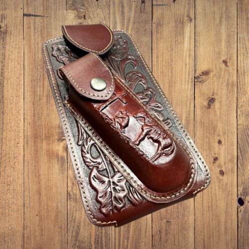 7" COWBOY PRAYER & KNIFE POUCH BELT LOOP CLIP LEATHER WESTERN UNIVERSAL #EH12300 - Picture 26 of 37