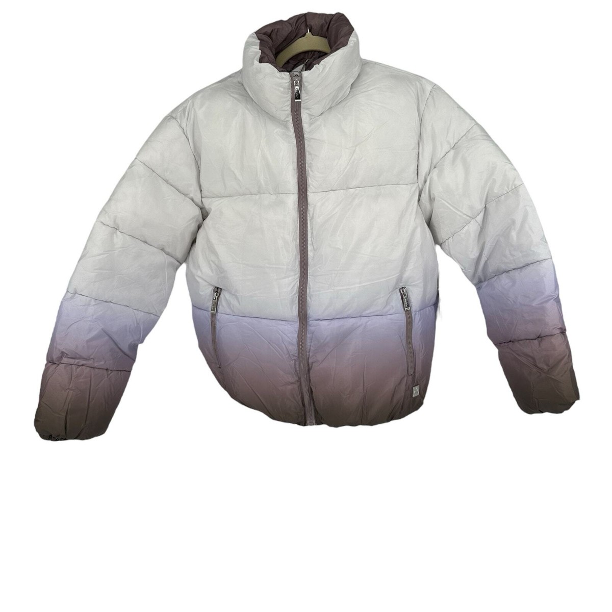 NEW Nicole Miller New York Ombré Puffer Jacket Front Zip Sz Medium