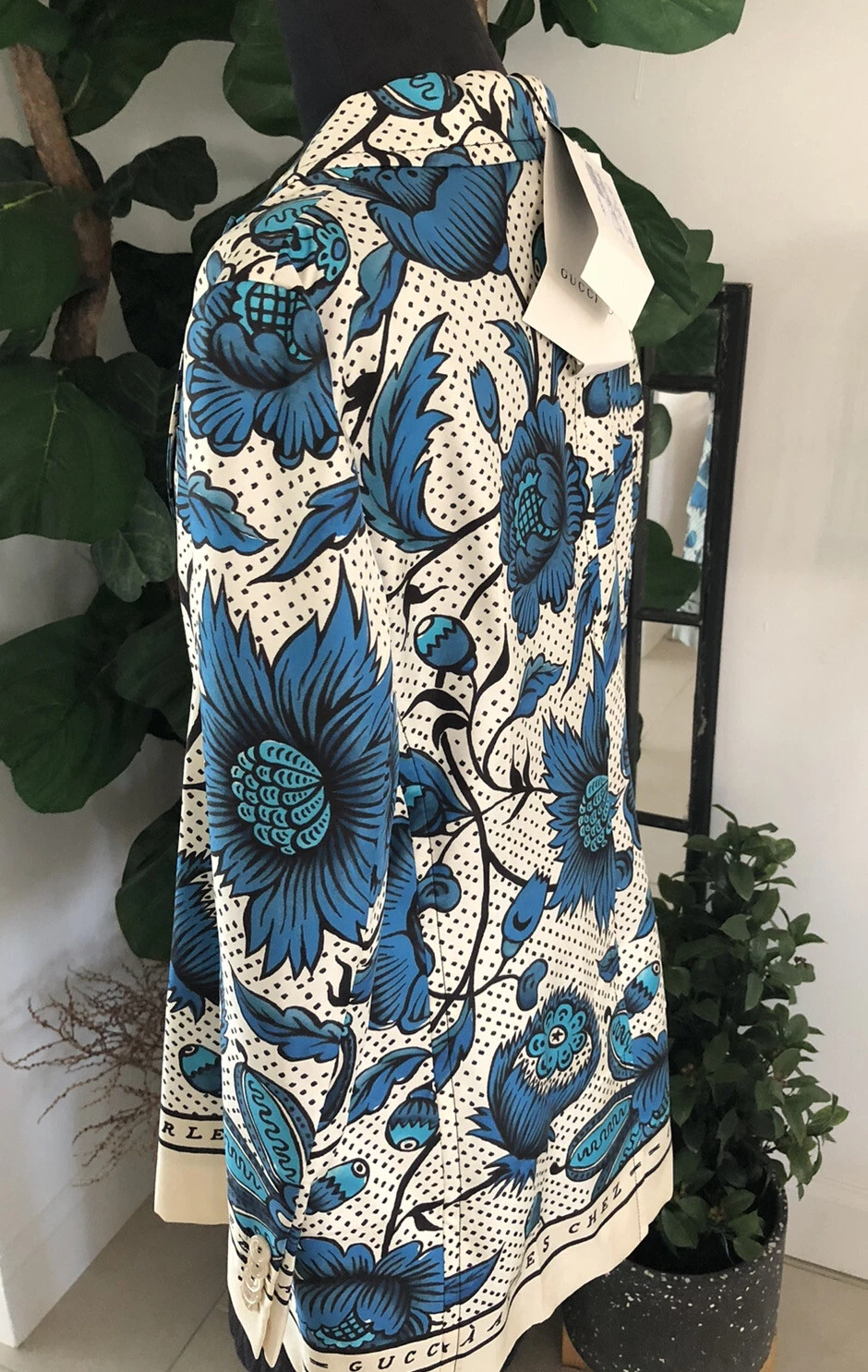 ORIGINALE GUCCI GIACCA FIORE ACQUERELLO SETA 44 NUOVA