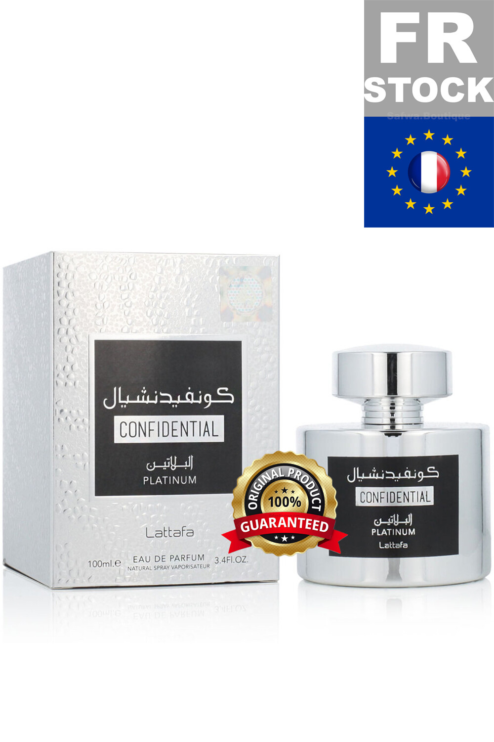 Confidential Private Platinum Lattafa eau de parfum 100mL pour homme et femme