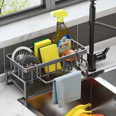 Küche Spüle Caddy Korb Abtropfgestell Schwamm Geschirrtuch Halter Aufbewahrung Organizer