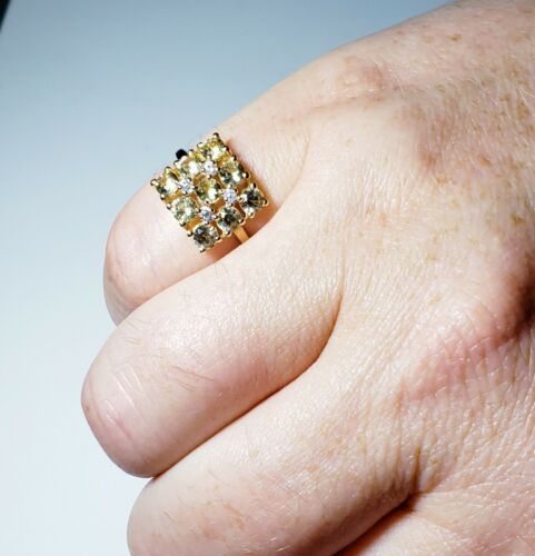 Festive 10K Yellow Gold Ceylon & White Zircon Ring Size 6 /Anillo de Oro - Picture 3 of 11