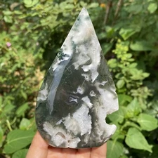 140g Natural Druzy Moss Agate Freeform Crystal Quartz Healing Reiki